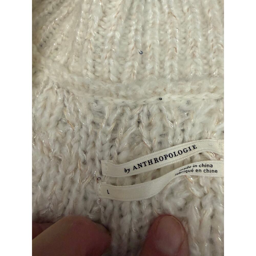 Anthropologie Fringed Pullover Sweater Oversized Ivory BOHO Shaggy Fringe Detail - Picture 11 of 13